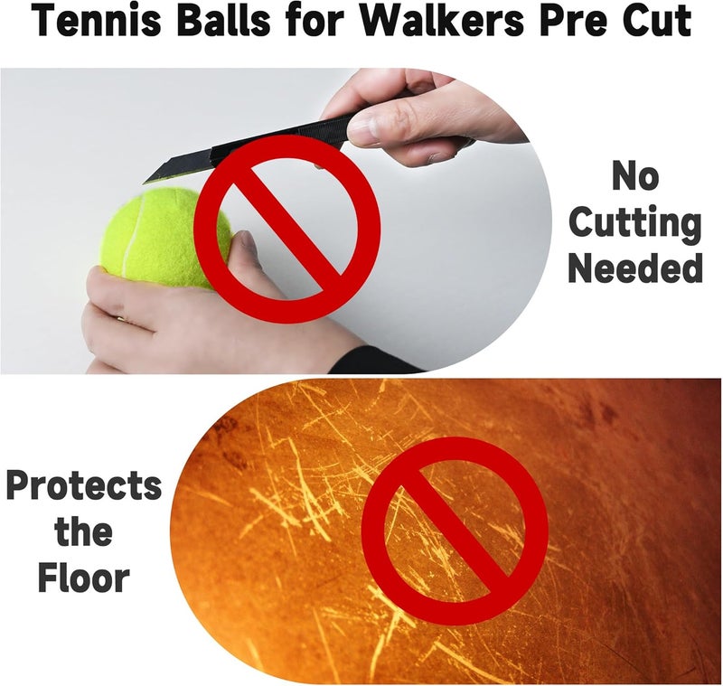 YIFOCUS Precut Tennis Balls for Walkers, 4 PCS Heavy Duty Walker Accessories, Walker Tennis Balls Precut for Easy Installation, Universal Walker Glide Balls for Seniors, Furniture Legs & Floor Protection - Image 3